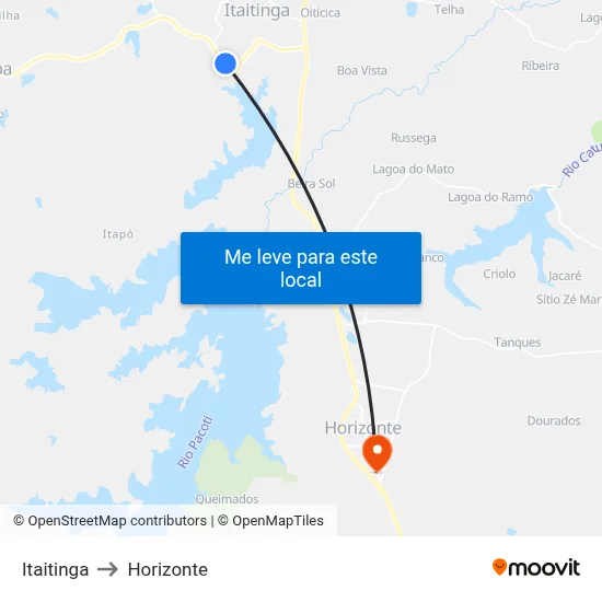 Itaitinga to Horizonte map