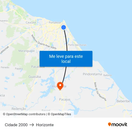 Cidade 2000 to Horizonte map