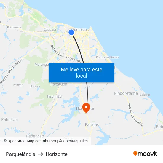 Parquelândia to Horizonte map