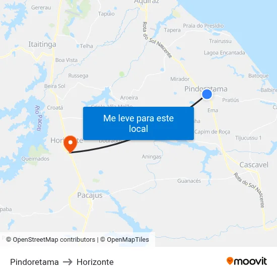 Pindoretama to Horizonte map