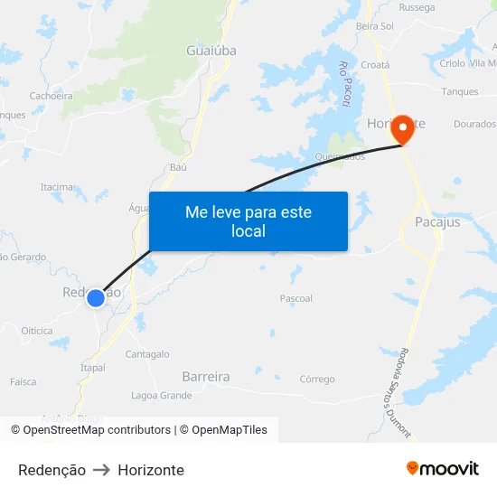 Redenção to Horizonte map