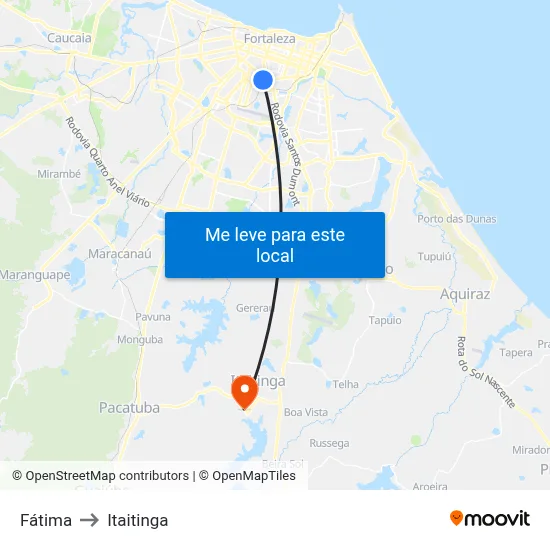 Fátima to Itaitinga map
