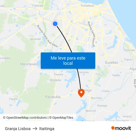Granja Lisboa to Itaitinga map