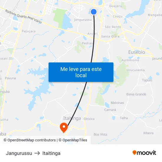 Jangurussu to Itaitinga map