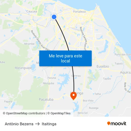 Antônio Bezerra to Itaitinga map