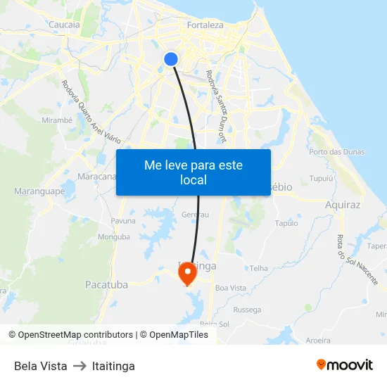 Bela Vista to Itaitinga map