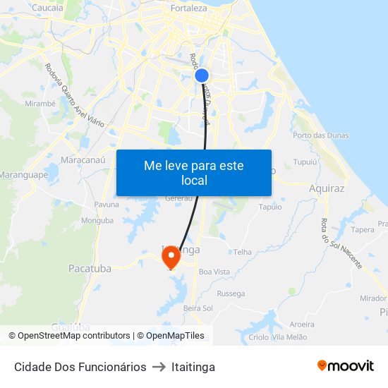 Cidade Dos Funcionários to Itaitinga map