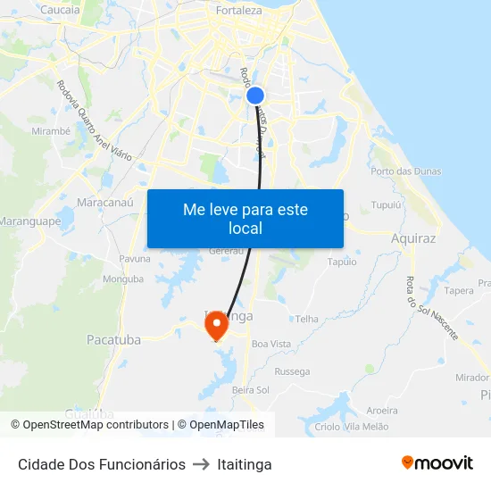 Cidade Dos Funcionários to Itaitinga map