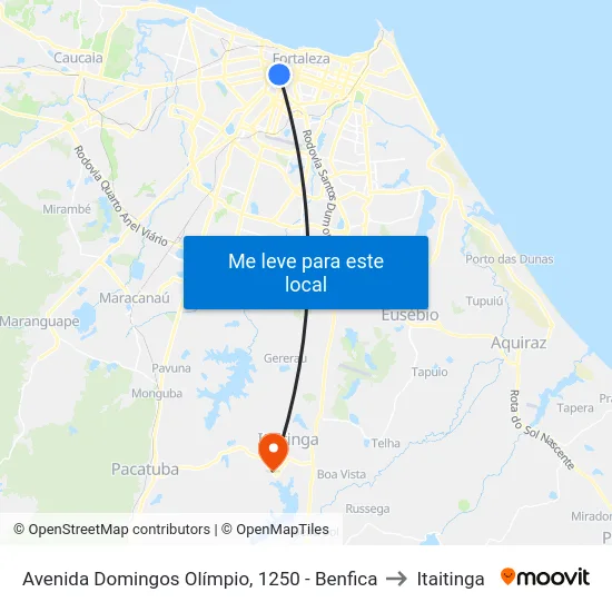 Avenida Domingos Olímpio, 1250 - Benfica to Itaitinga map