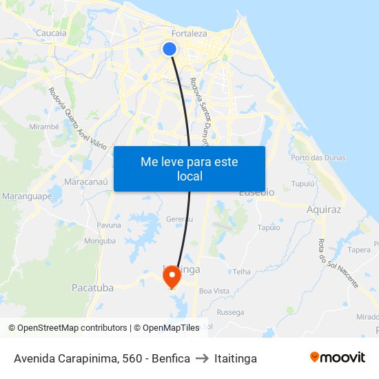 Avenida Carapinima, 560 - Benfica to Itaitinga map