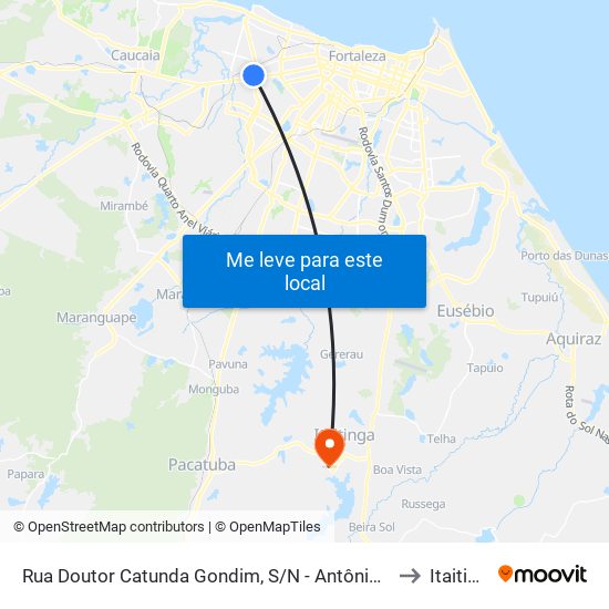 Rua Doutor Catunda Gondim, S/N - Antônio Bezerra to Itaitinga map