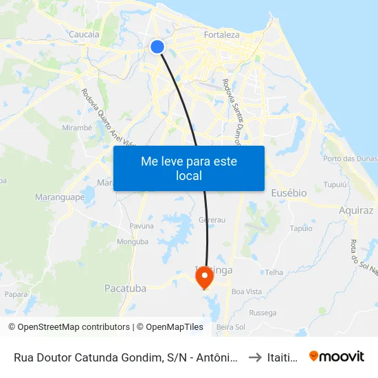 Rua Doutor Catunda Gondim, S/N - Antônio Bezerra to Itaitinga map