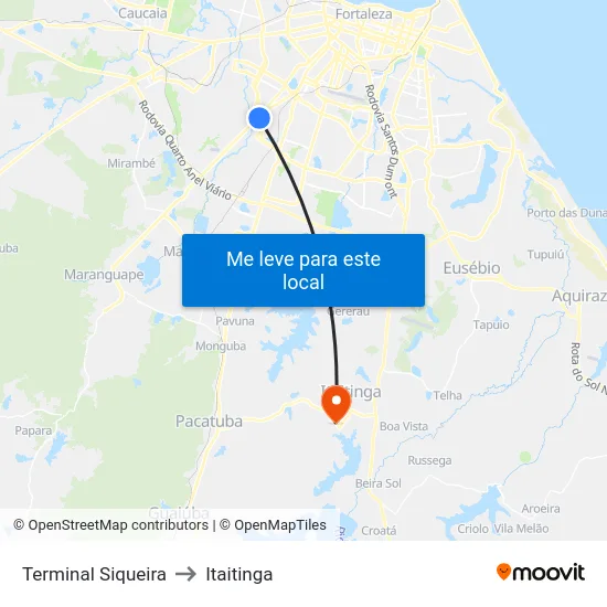 Terminal Siqueira to Itaitinga map