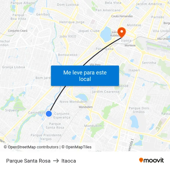 Parque Santa Rosa to Itaoca map