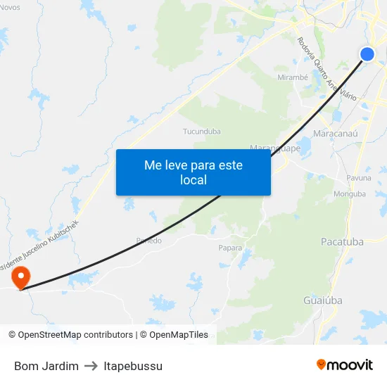 Bom Jardim to Itapebussu map