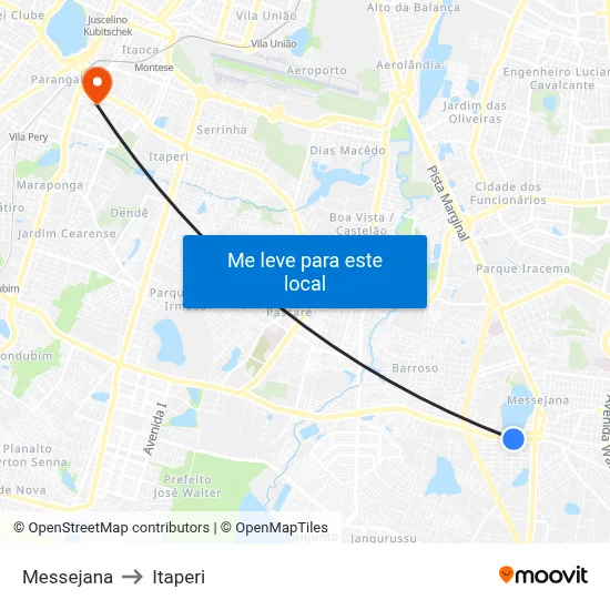 Messejana to Itaperi map
