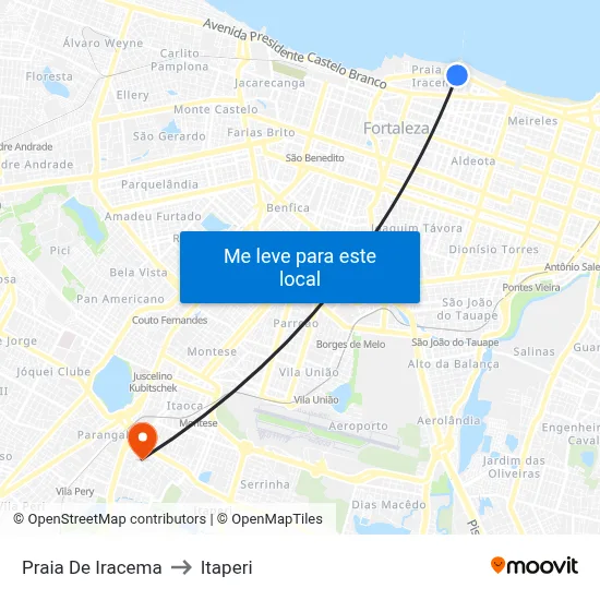 Praia De Iracema to Itaperi map