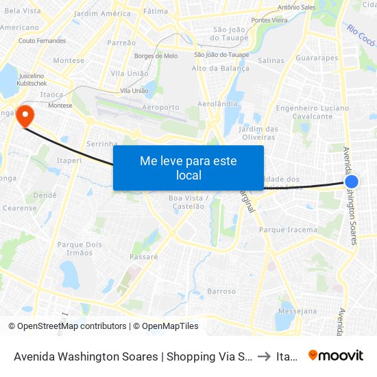 Avenida Washington Soares | Shopping Via Sul - Sapiranga to Itaperi map