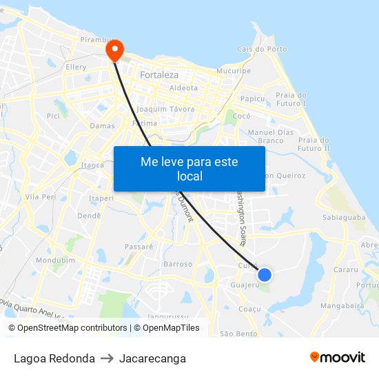 Lagoa Redonda to Jacarecanga map