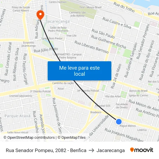 Rua Senador Pompeu, 2082 - Benfica to Jacarecanga map