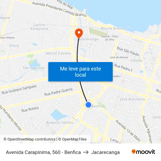 Avenida Carapinima, 560 - Benfica to Jacarecanga map