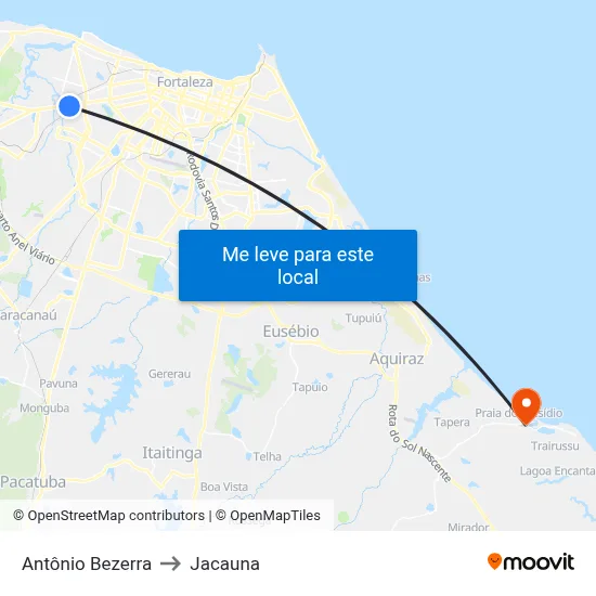 Antônio Bezerra to Jacauna map