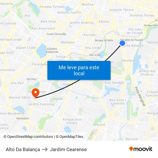 Alto Da Balança to Jardim Cearense map