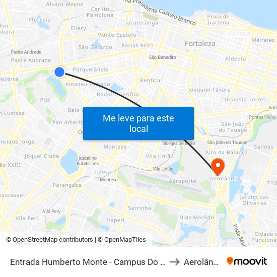 Entrada Humberto Monte - Campus Do Pici to Aerolândia map
