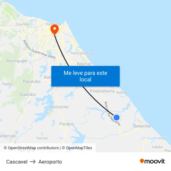 Cascavel to Aeroporto map