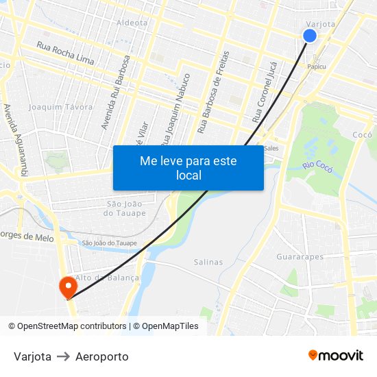 Varjota to Aeroporto map