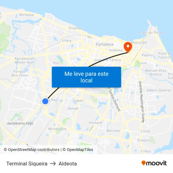 Terminal Siqueira to Aldeota map