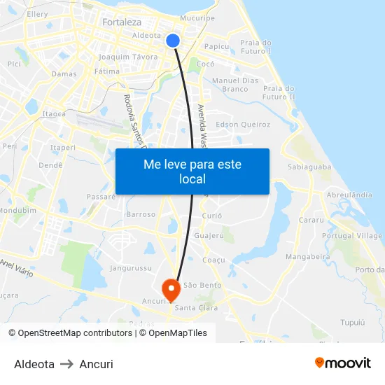 Aldeota to Ancuri map