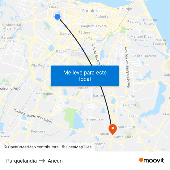 Parquelândia to Ancuri map