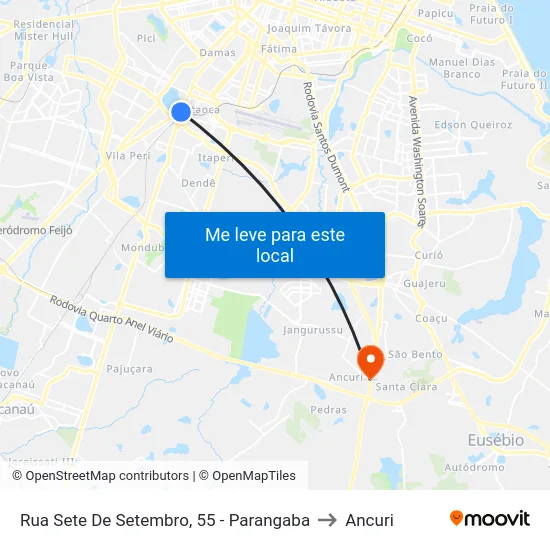 Rua Sete De Setembro, 55 - Parangaba to Ancuri map