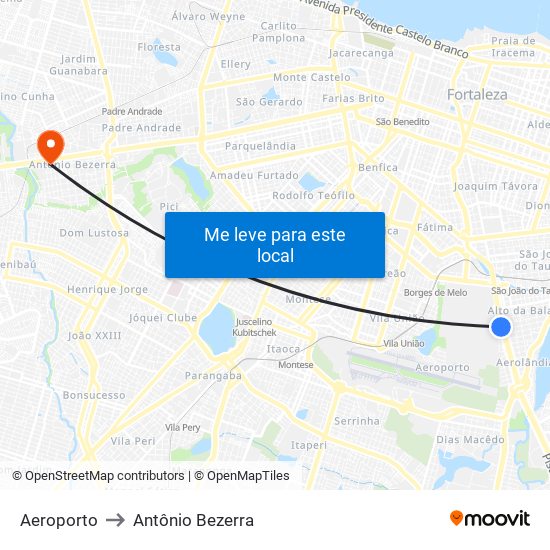 Aeroporto to Antônio Bezerra map