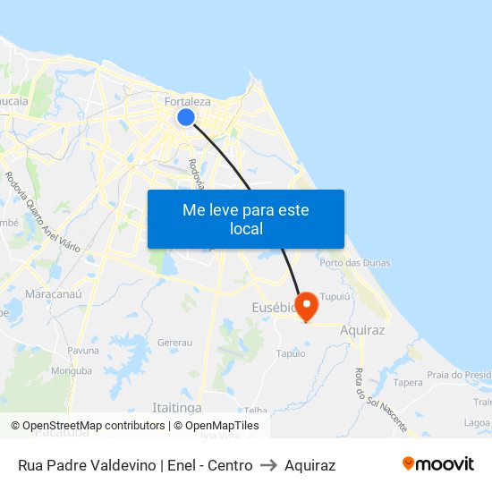 Rua Padre Valdevino | Enel - Centro to Aquiraz map