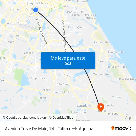 Avenida Treze De Maio, 74 - Fátima to Aquiraz map