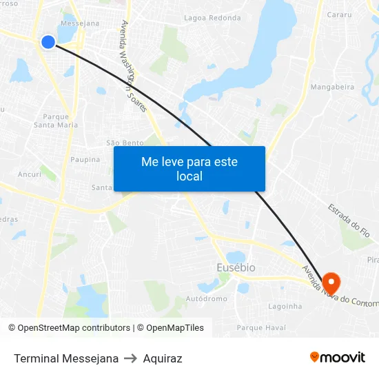 Terminal Messejana to Aquiraz map
