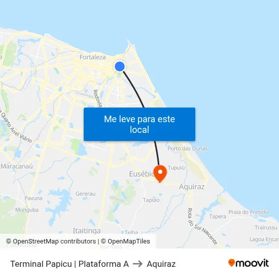 Terminal Papicu | Plataforma A to Aquiraz map