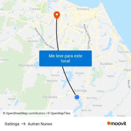 Itaitinga to Autran Nunes map