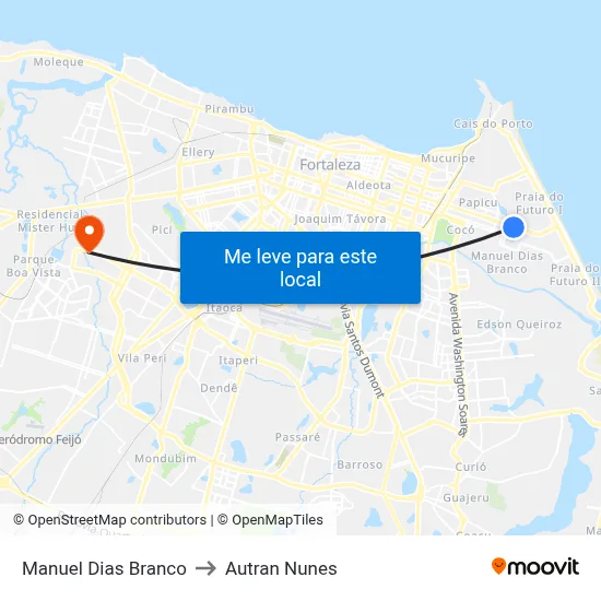 Manuel Dias Branco to Autran Nunes map