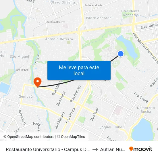 Restaurante Universitário - Campus Do Pici to Autran Nunes map