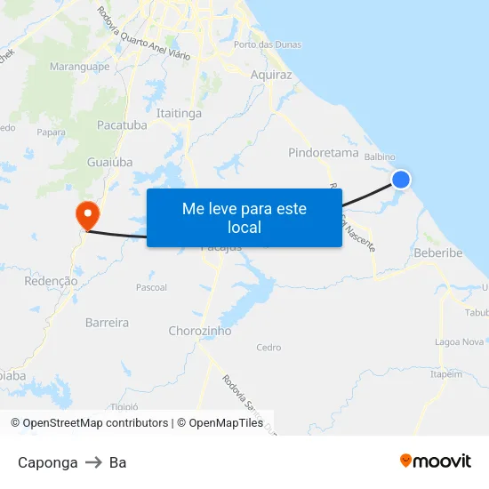 Caponga to Ba map
