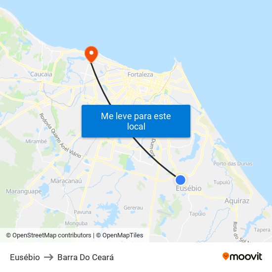 Eusébio to Barra Do Ceará map