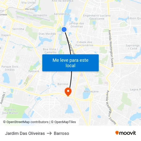 Jardim Das Oliveiras to Barroso map