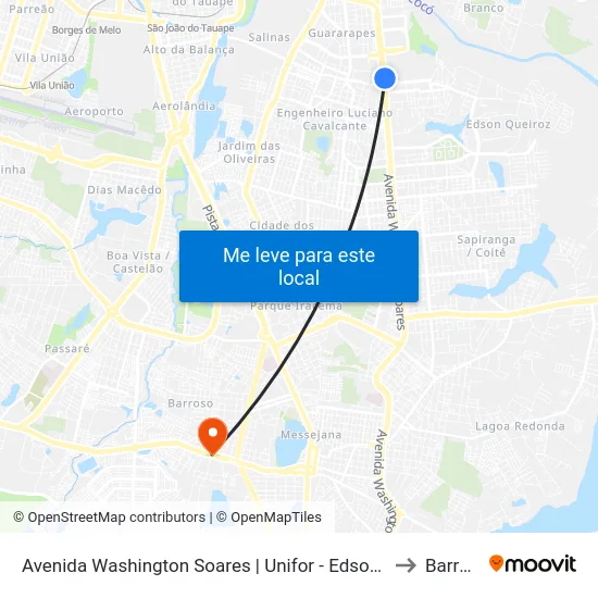 Avenida Washington Soares | Unifor - Edson Queiroz to Barroso map