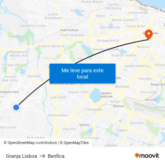 Granja Lisboa to Benfica map