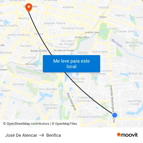 José De Alencar to Benfica map