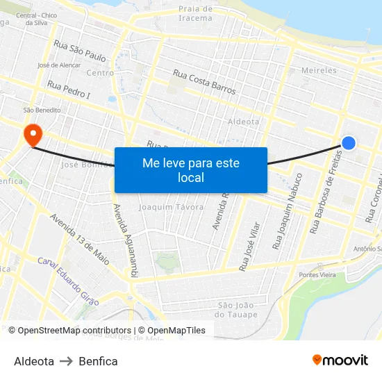 Aldeota to Benfica map