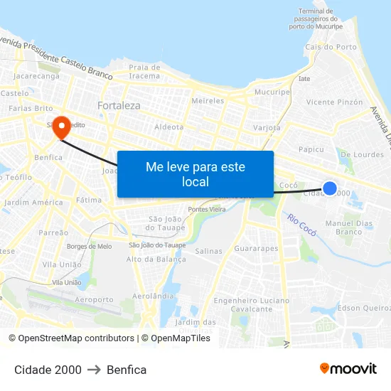 Cidade 2000 to Benfica map